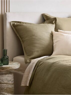 New Quince European Linen Euro Sham $29.90 Dusty Olive 26”x26”
